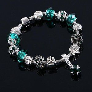 Women's Crystal/Silver Charm Bracelet